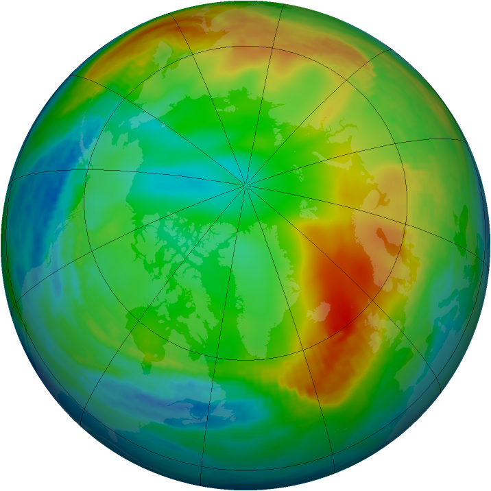 Arctic ozone map for 30 December 1990